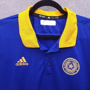Adidas Blue & Yellow Polo with Embroidered Crest